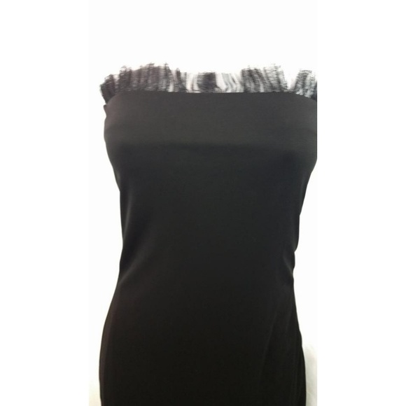 FRIVOLE BOUTIQUE MESH TRIM BLACK DRESS 6 - Picture 4 of 7